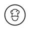 Chef in a cooking hat vector icon outline logo. Kitchen simple black icon.