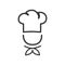 Chef in a cooking hat vector outline logo. Kitchen simple black icon