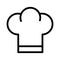 Chef in a cooking hat vector outline logo. Kitchen simple black icon