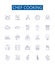 Chef cooking line icons signs set. Design collection of chef, cooking, cuisine, ingredients, recipes, preparation