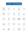 Chef cooking line icons signs set. Design collection of chef, cooking, cuisine, ingredients, recipes, preparation