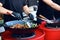 Chef Cooking Thai Dish Closeup At Street Food Festival.