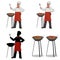 Chef cooks barbecue.Set of four illustrations