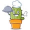 Chef cute cactus character cartoon