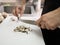 Chef cutting food ingredients preparing