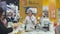 Chef is demonstrating cooking in during exhibition of THAIFEX - World of food ASIA 2019