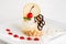 Chef dessert fine cuisine cake white plate