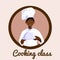 Chef with a dish in his hands. cooking Class illustration. A dark-skinned male cook in a white uniform. Concept illustration of