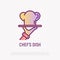 Chef dish thin line icon. Modern vector illustration for restaurant logo