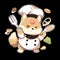 A chef dog who loves to cook gourmet meals, AI Generated, Sticker ver.7