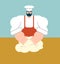 Chef dough kneads. baker cook. Vector illustration