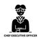 chef executive officer icon, black vector sign with editable strokes, concept illustration