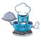Chef with food blue sponge coral isolated the mascot