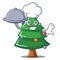 Chef with food Christmas tree character cartoon