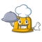 Chef with food construction helmet mascot cartoon