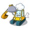 Chef with food excavator mascot cartoon style