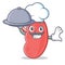 Chef with food kidney mascot cartoon style