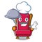 Chef with food king throne mascot cartoon