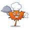 Chef with food red maple leaf mascot cartoon