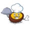 Chef with food sea urchin mascot cartoon