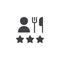 Chef, fork knife and three stars icon vector