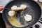 Chef Fried Scallops with Rosemary Oil in Pan with Spoon