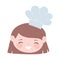 Chef girl close eyes face with hat cartoon character isolated icon design