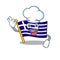 Chef greece character flag hoisted on mascot pole