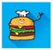Chef Hamburger Character Showing Thumbs
