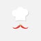 Chef hat and red hot pepper mustache. Menu card. Flat design style.