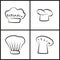 Chef Hats Monochrome Minimalistic Sketches Set