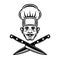 Chef head with mustache and crossed knives vector