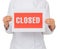 Chef Holding Closed Sign