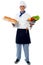 Chef holding fresh vegetables and bread