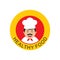 Chef Icon vector with healthy food text circle logo