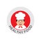 Chef Icon vector with healthy food text circle logo