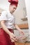 Chef in kitchen preparing food