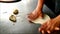 Chef Kneading Roti Dough in the Kitchen