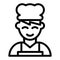 Chef line icon. Cook vector illustration isolated on white. Chef in cooking hat outline style design, designed for web