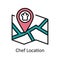 Chef Location Vector fill outline Icon Design illustration. Map and Navigation Symbol on White background EPS 10 File