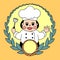 Chef logo award design vector illustration yellow tone