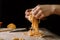 Chef make fresh italian traditional pasta