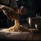 chef makes preparing homemade pasta