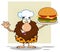 Chef Male Caveman Cartoon Mascot Character Holding A Big Burger And Gesturing Ok