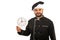 Chef male holding clock