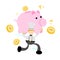 chef man worker pick pig bank money dollar economy cartoon doodle flat design vector illustration