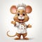 Chef Mouse: Hyper-realistic Cartoon Character Illustration