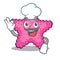 Chef pink starfish in the cartoon shape