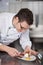 Chef Placing Icecream In Garnished Plate