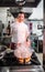 Chef preparing beef fillet steak in a frying pan with exploding flame